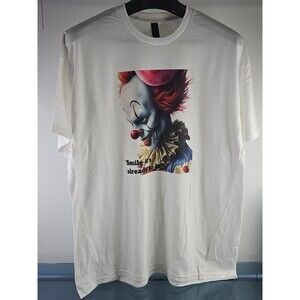 Men's 2XL T-Shirt Halloween Creepy Killer Clown " Smile-it's Already To Late"